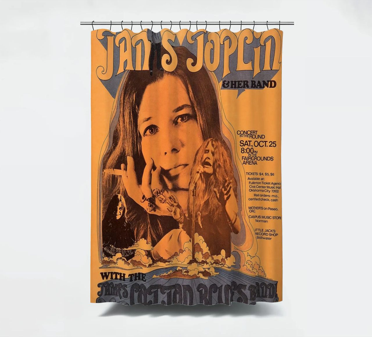 JANIS JOPLIN 1969 Concert Poster Wichita rideau de douche de SoundStudio