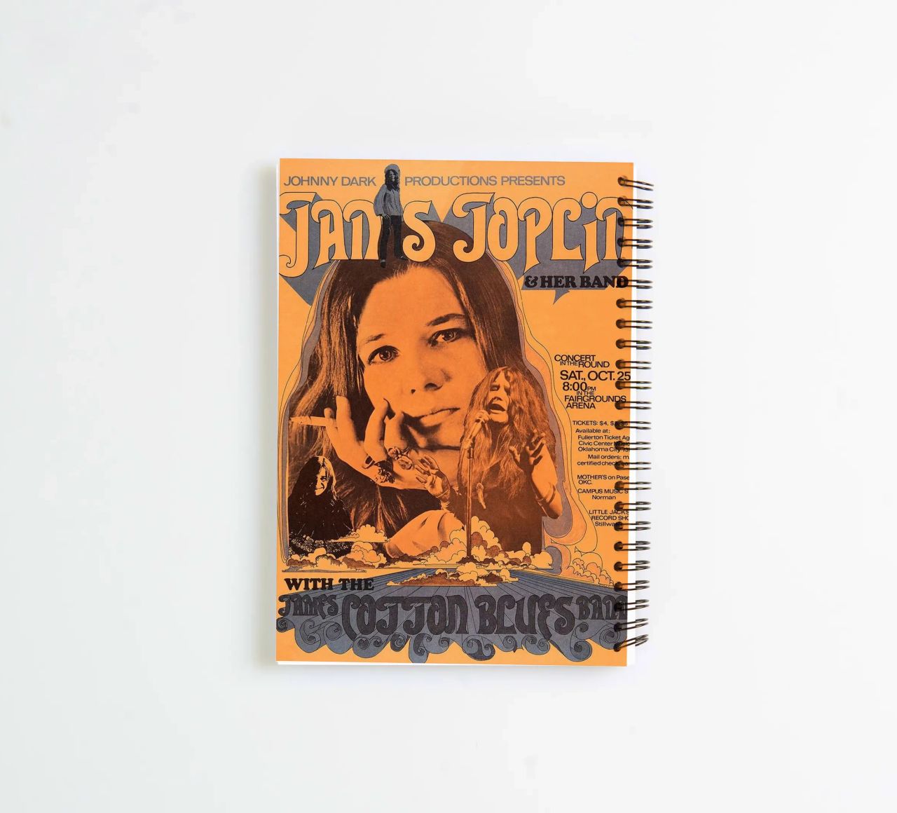 JANIS JOPLIN 1969 Concert Poster Wichita carnet à spirale de SoundStudio