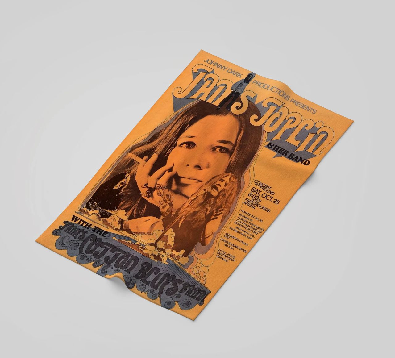 JANIS JOPLIN 1969 Concert Poster Wichita serviette de plage de SoundStudio