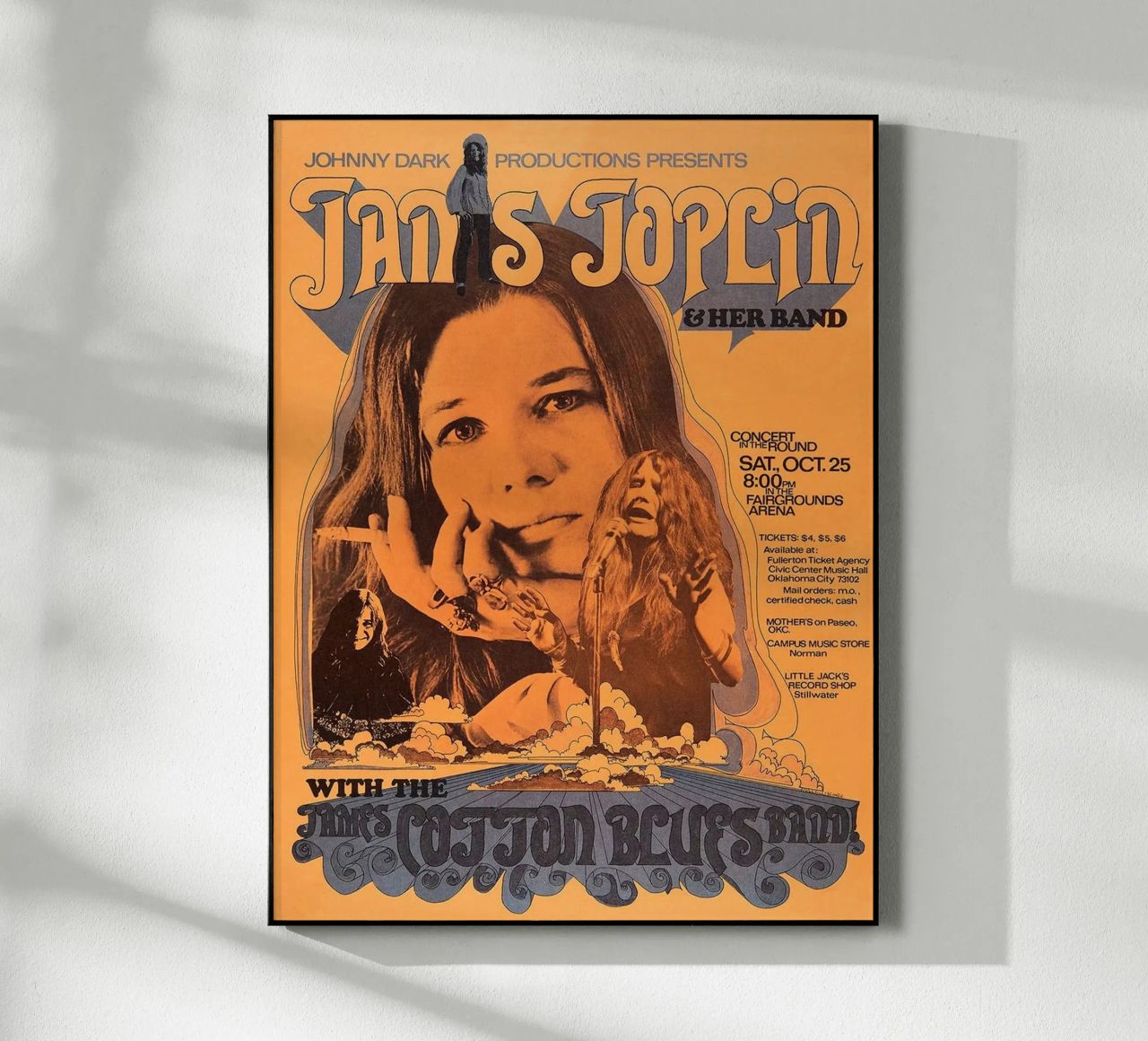 JANIS JOPLIN 1969 Concert Poster Wichita plexiglas de SoundStudio