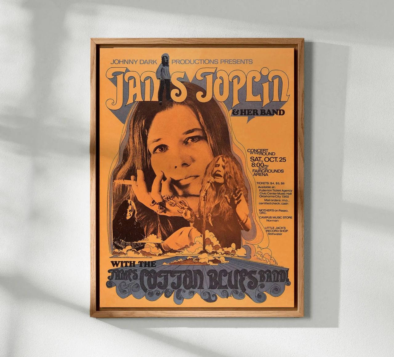JANIS JOPLIN 1969 Concert Poster Wichita alu dibond de SoundStudio