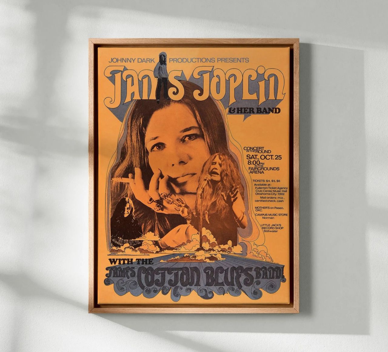 JANIS JOPLIN 1969 Concert Poster Wichita toile de SoundStudio