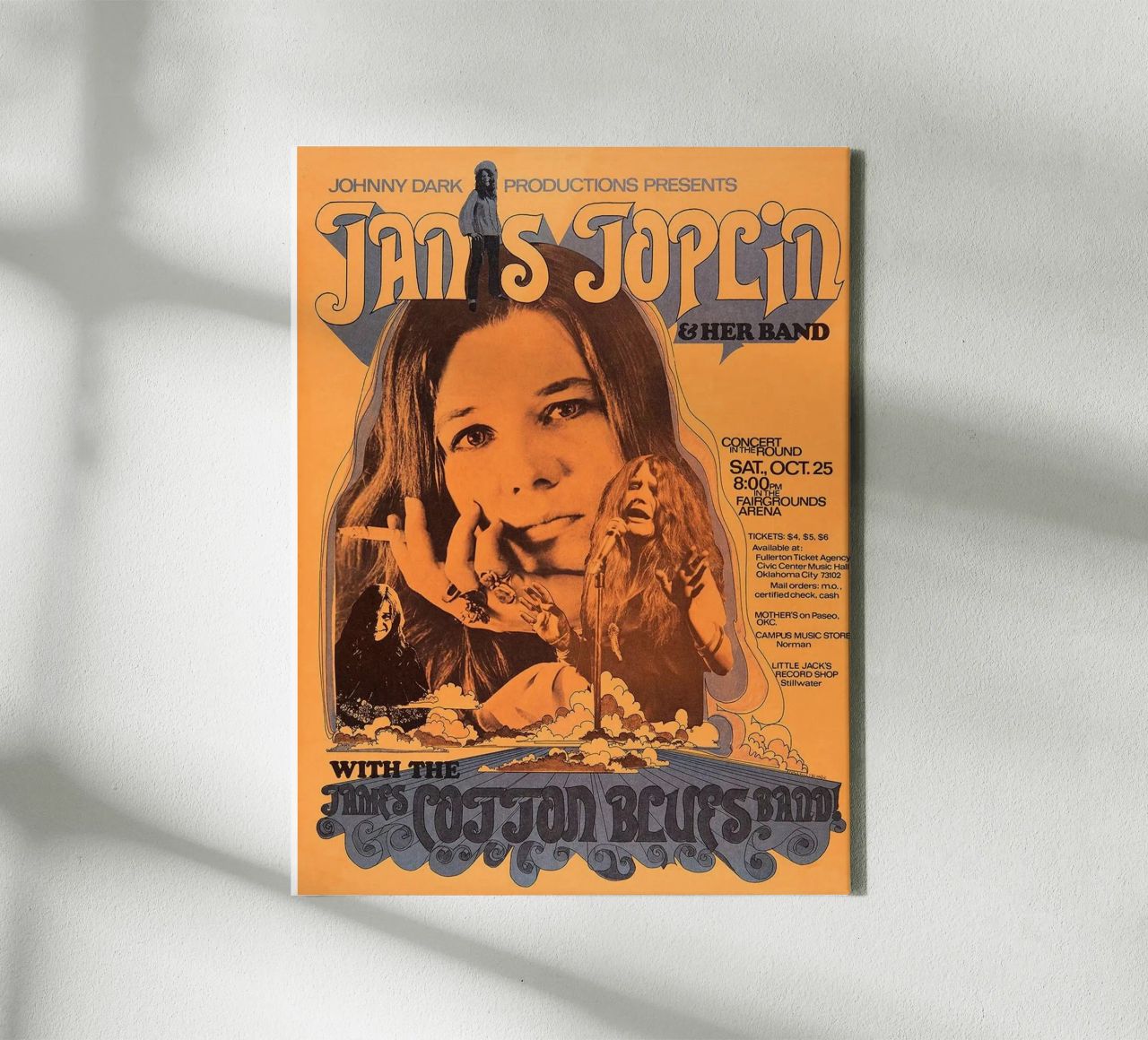 JANIS JOPLIN 1969 Concert Poster Wichita toile de SoundStudio
