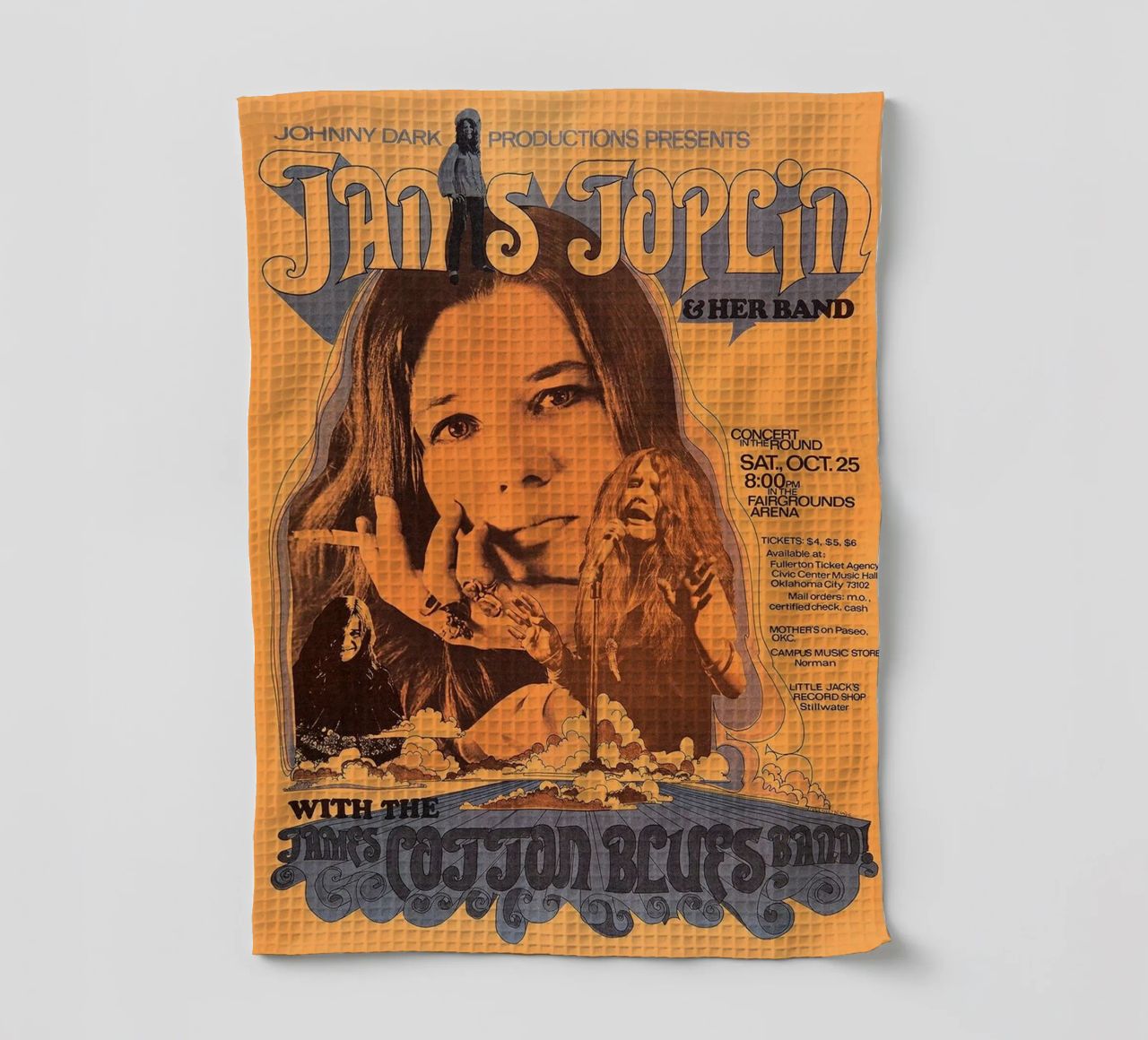 JANIS JOPLIN 1969 Concert Poster Wichita torchon de SoundStudio