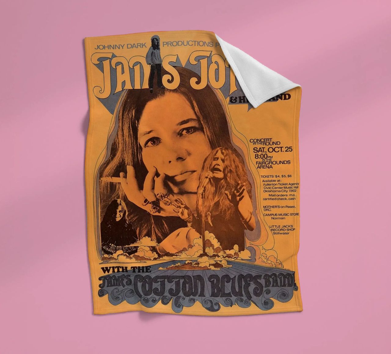 JANIS JOPLIN 1969 Concert Poster Wichita plaid polaire de SoundStudio