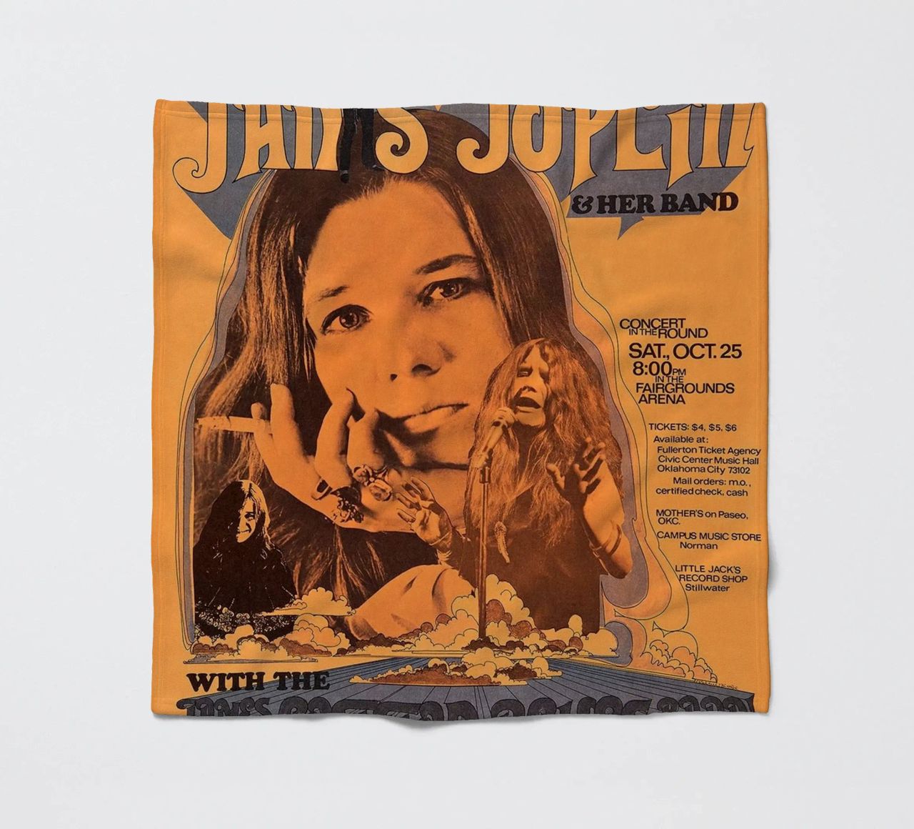 JANIS JOPLIN 1969 Concert Poster Wichita plaid polaire de SoundStudio