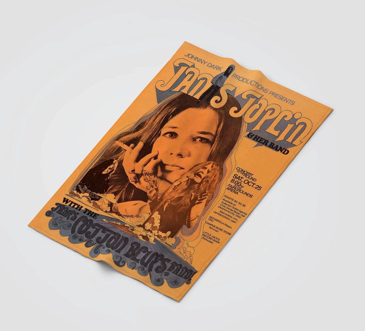 JANIS JOPLIN 1969 Concert Poster Wichita plaid polaire de SoundStudio