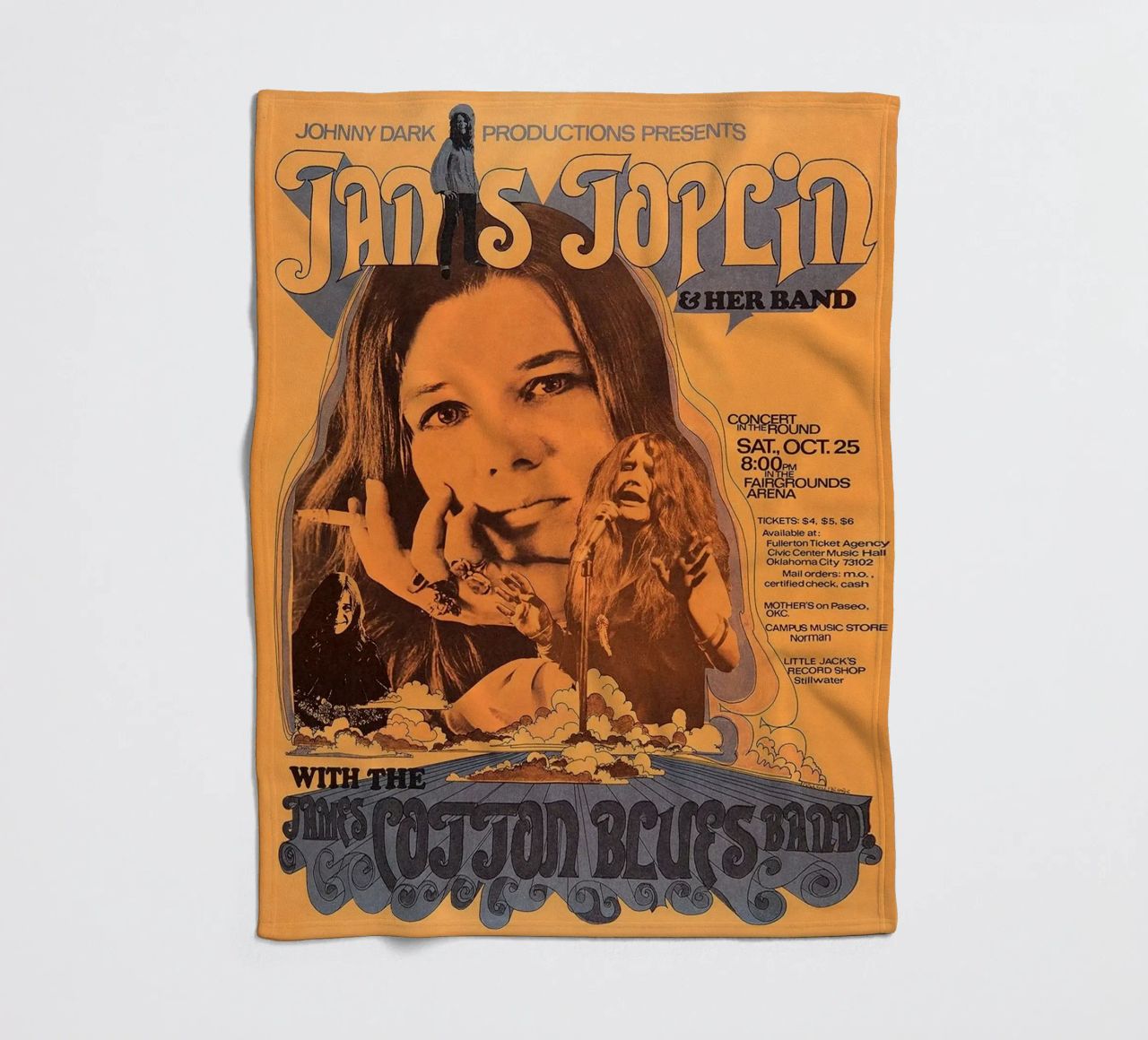 JANIS JOPLIN 1969 Concert Poster Wichita plaid polaire de SoundStudio