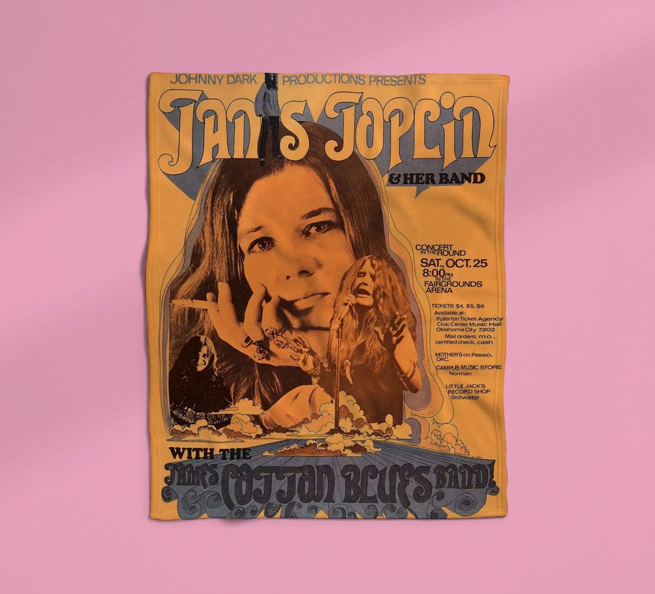 JANIS JOPLIN 1969 Concert Poster Wichita plaid polaire de SoundStudio