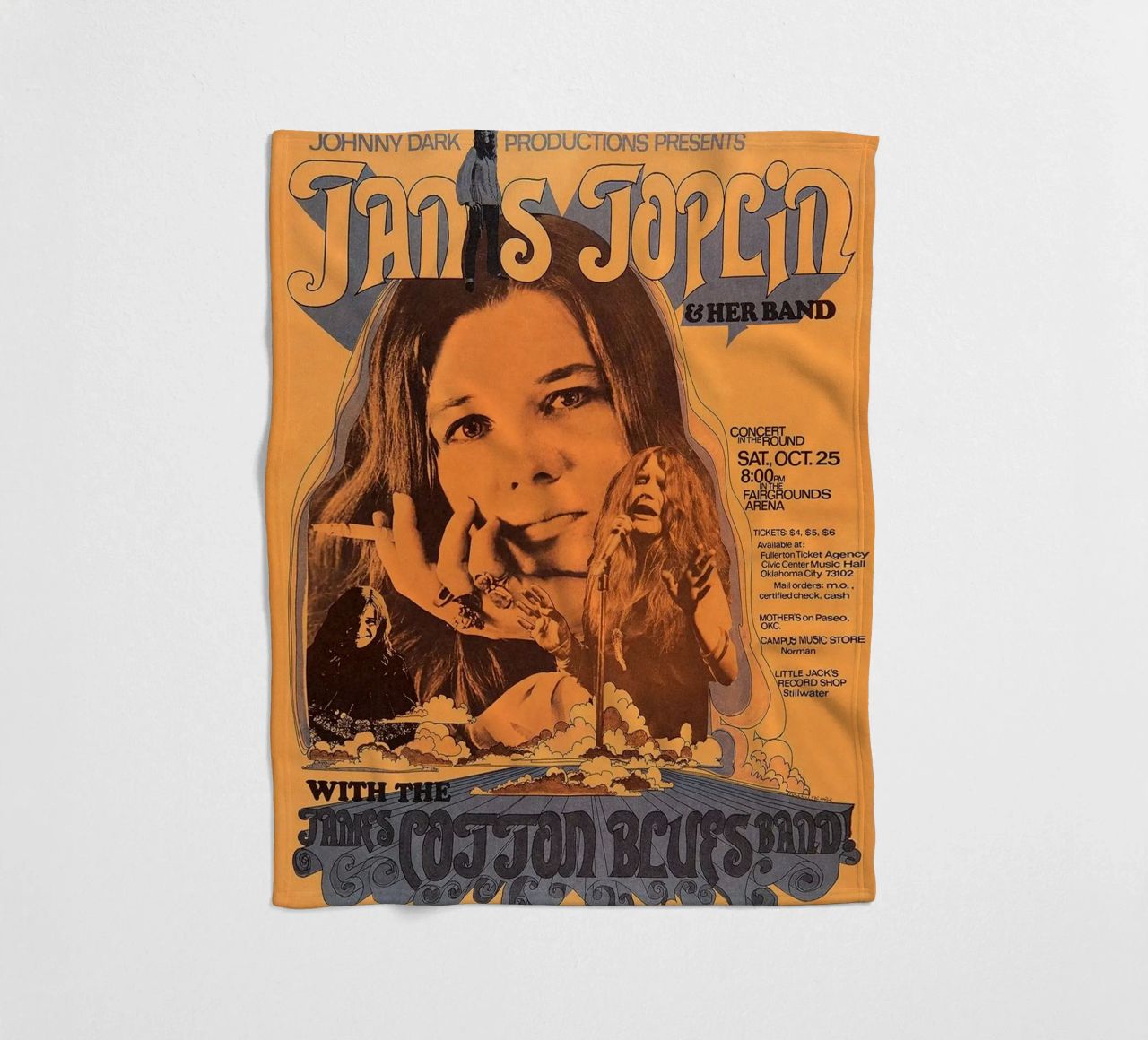 JANIS JOPLIN 1969 Concert Poster Wichita plaid polaire de SoundStudio