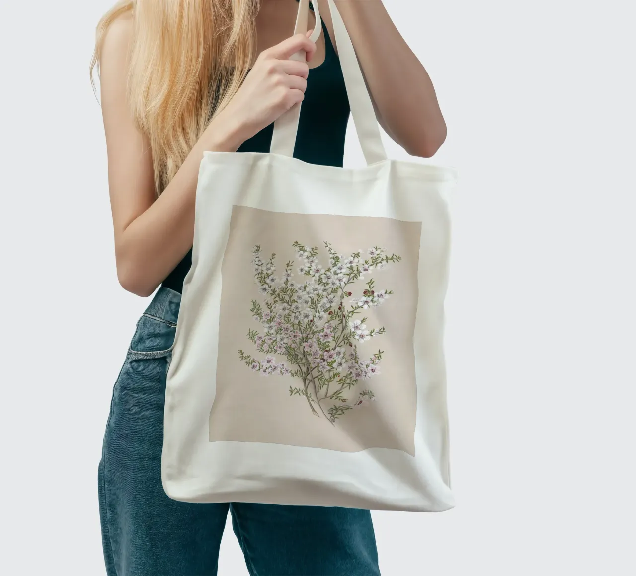 Boho Floral Branch Jutebeutel von apoloprints