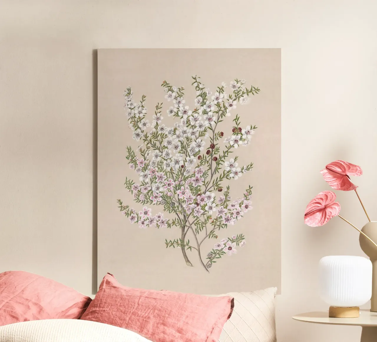 Boho Floral Branch tela con Cornice a cassetta da apoloprints