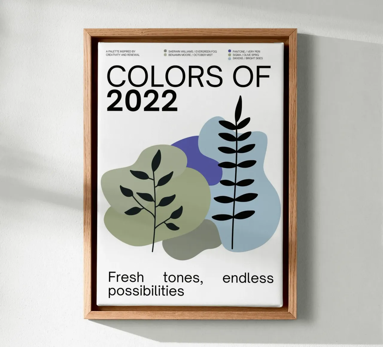 2022 Colors of the year Poster - v3 – Organic Shapes tela con Cornice a cassetta da Hightown Design
