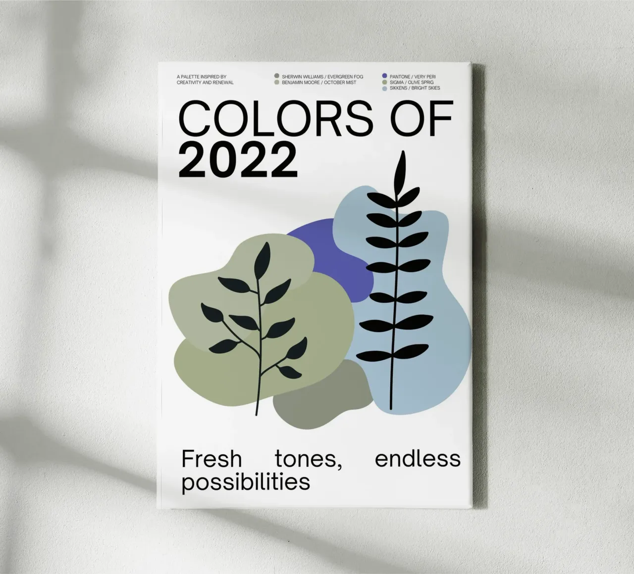 2022 Colors of the year Poster - v3 – Organic Shapes tela con Cornice a cassetta da Hightown Design