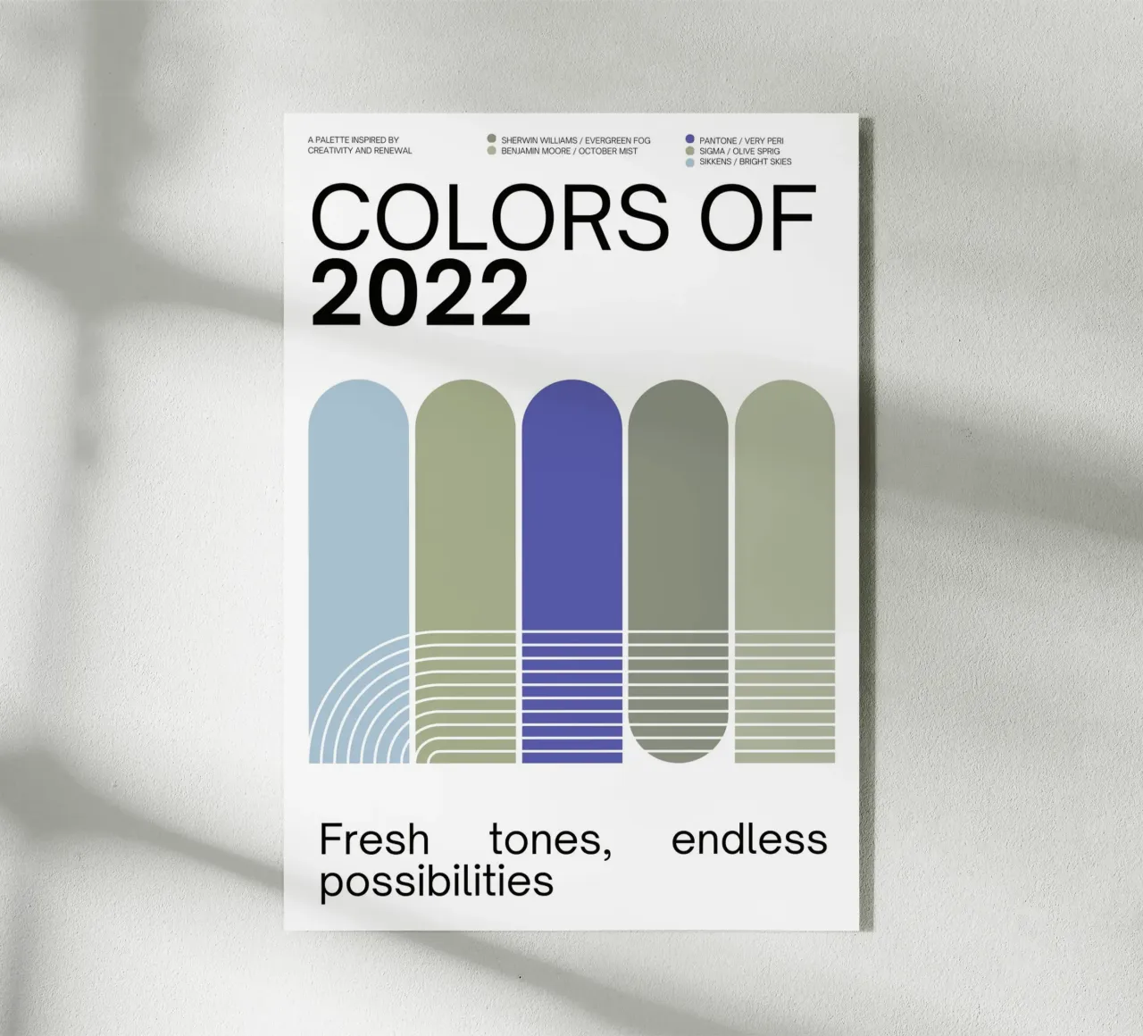 2022 Colors of the year Poster - v4 – Rounded Stripes plexiglass da Hightown Design