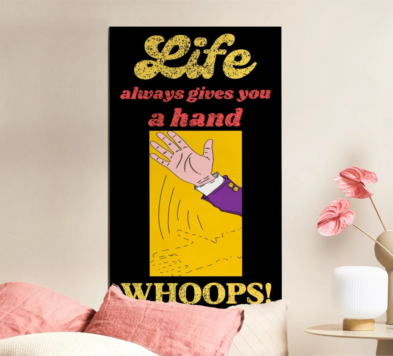 La vita sarcastica vi dà una mano poster con telaio in plastica da sillyindustries