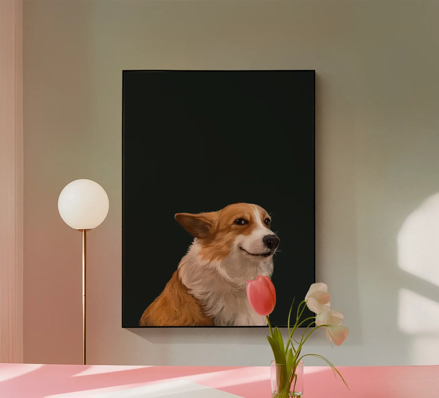 Sneaky Corgi Acryl-Glas von Laura Graves