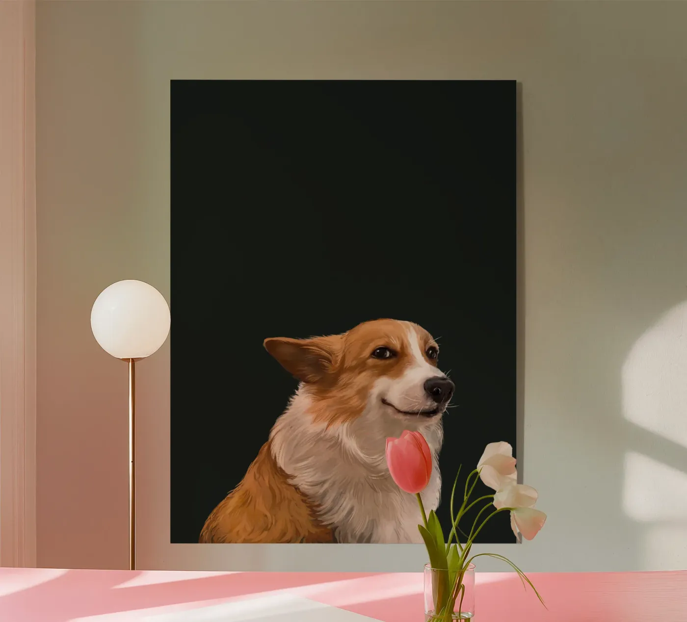 Sneaky Corgi Acryl-Glas von Laura Graves