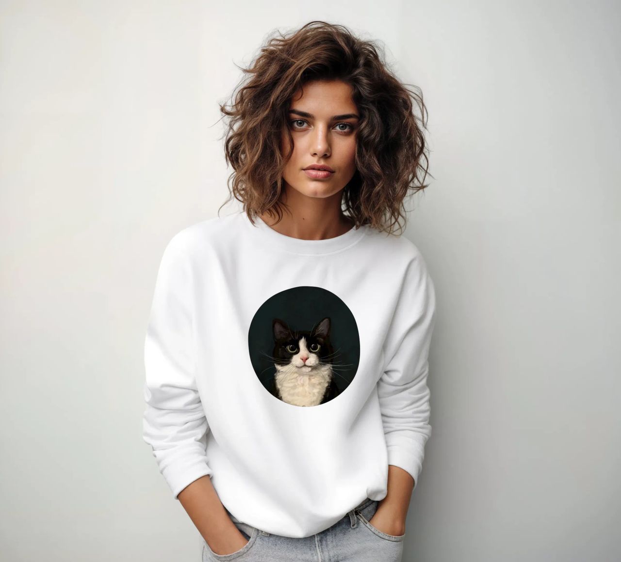 Tuxedo Cat Portrait sudadera de Laura Graves