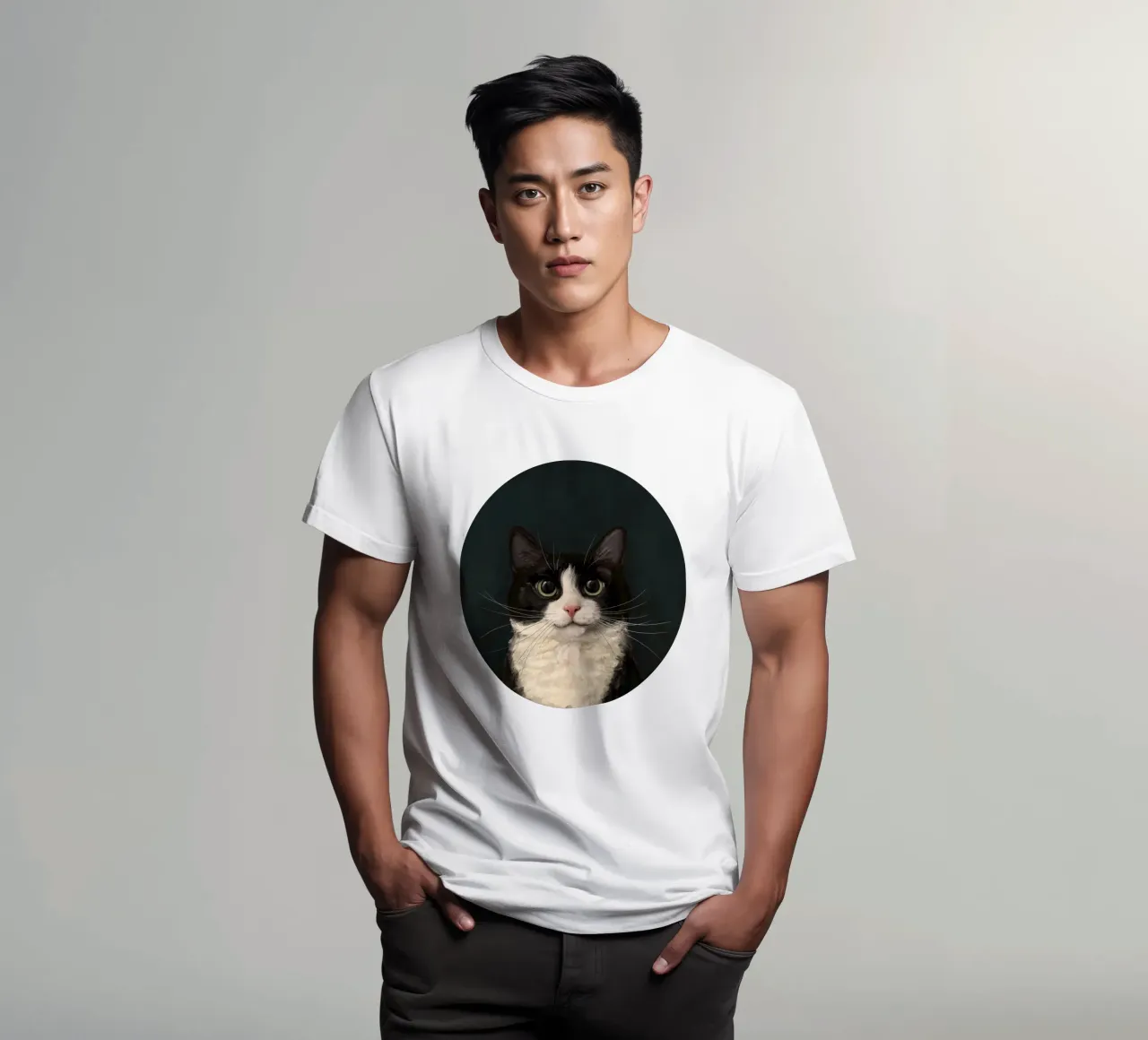 Tuxedo Cat Portrait t-shirt da Laura Graves