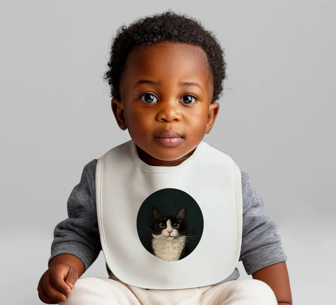 Tuxedo Cat Portrait bavaglino da Laura Graves