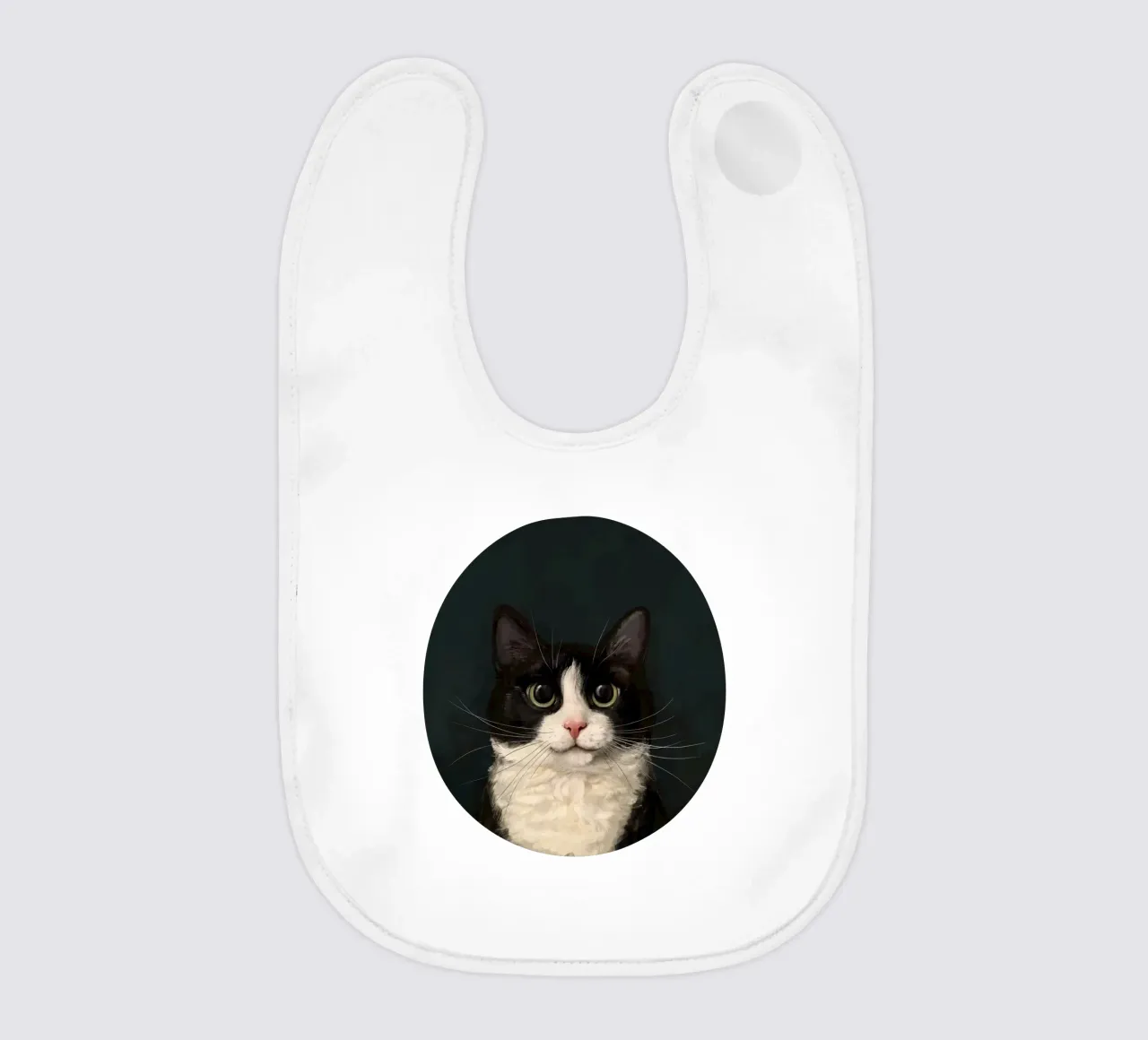 Tuxedo Cat Portrait Babylätzchen von Laura Graves