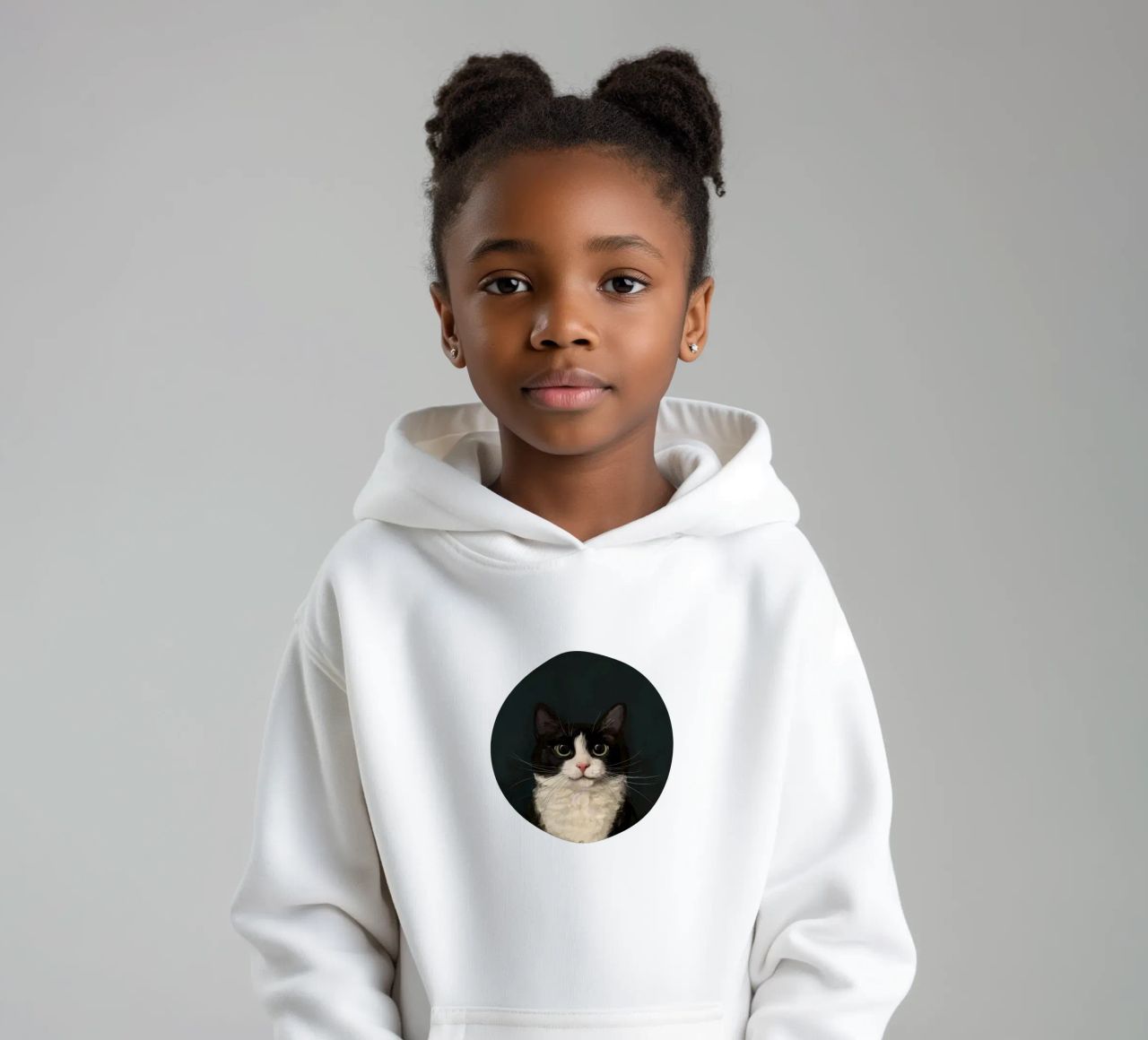 Tuxedo Cat Portrait sudadera con capucha para niño de Laura Graves