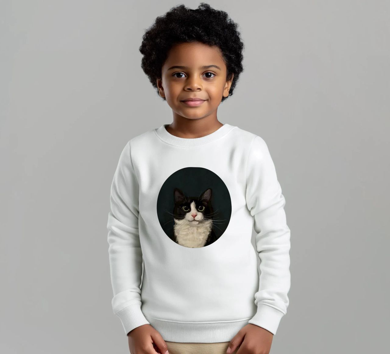 Tuxedo Cat Portrait felpa bambino da Laura Graves