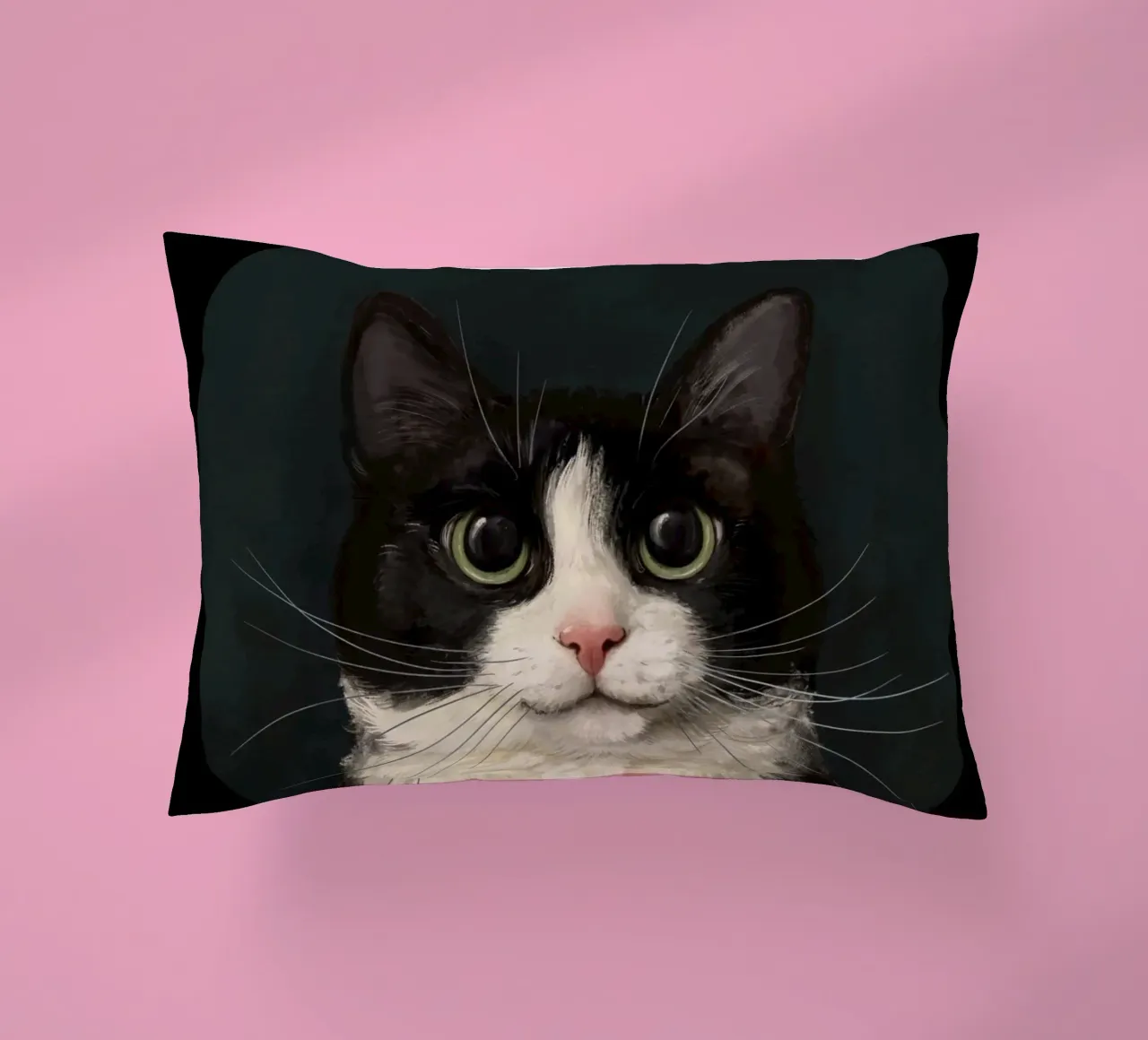 Tuxedo Cat Portrait Kissen von Laura Graves