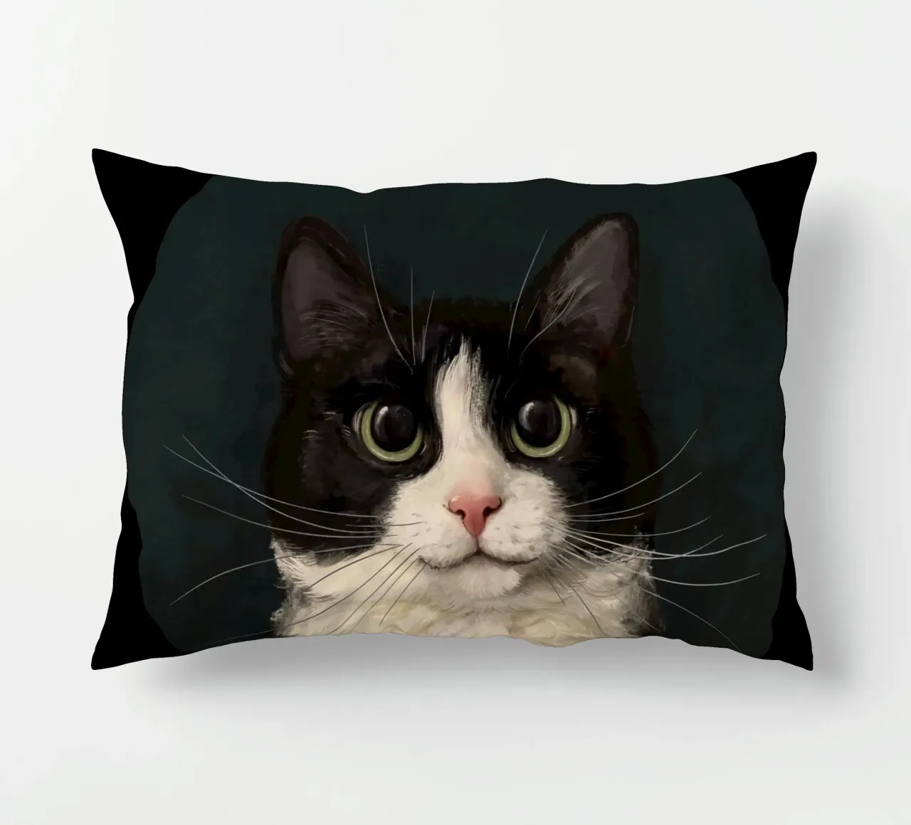 Tuxedo Cat Portrait Kissen von Laura Graves