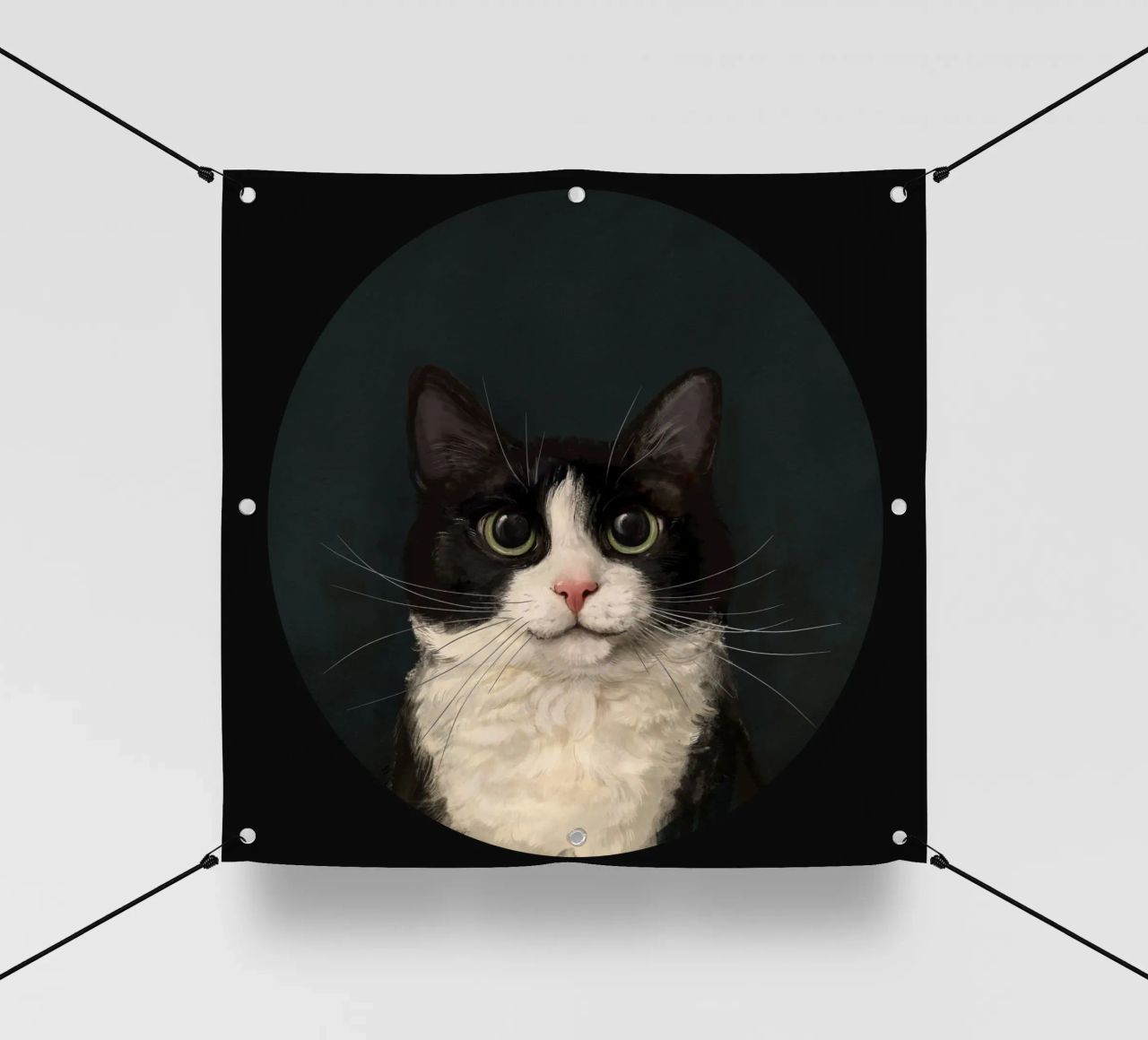 Tuxedo Cat Portrait telo in pvc da Laura Graves