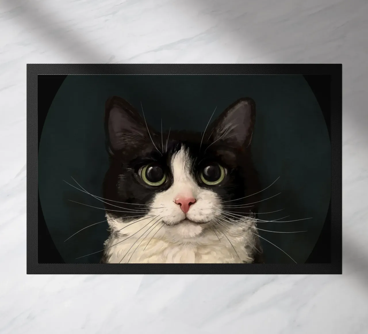 Tuxedo Cat Portrait deurmat van Laura Graves