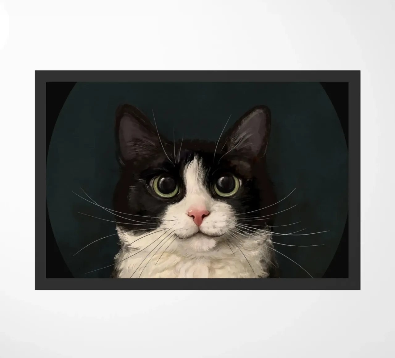 Tuxedo Cat Portrait Fußmatte von Laura Graves