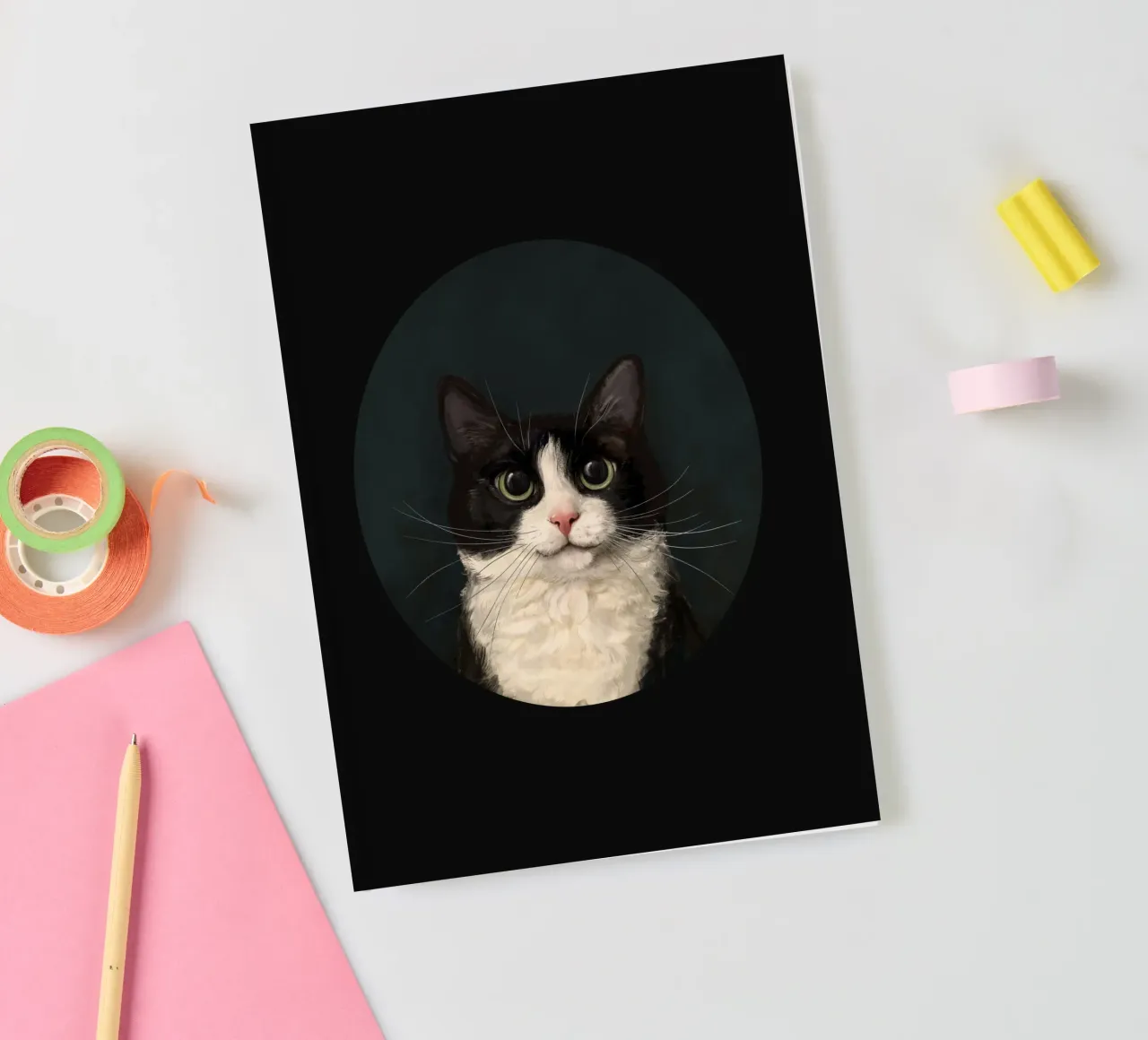 Tuxedo Cat Portrait notebook by Laura Graves