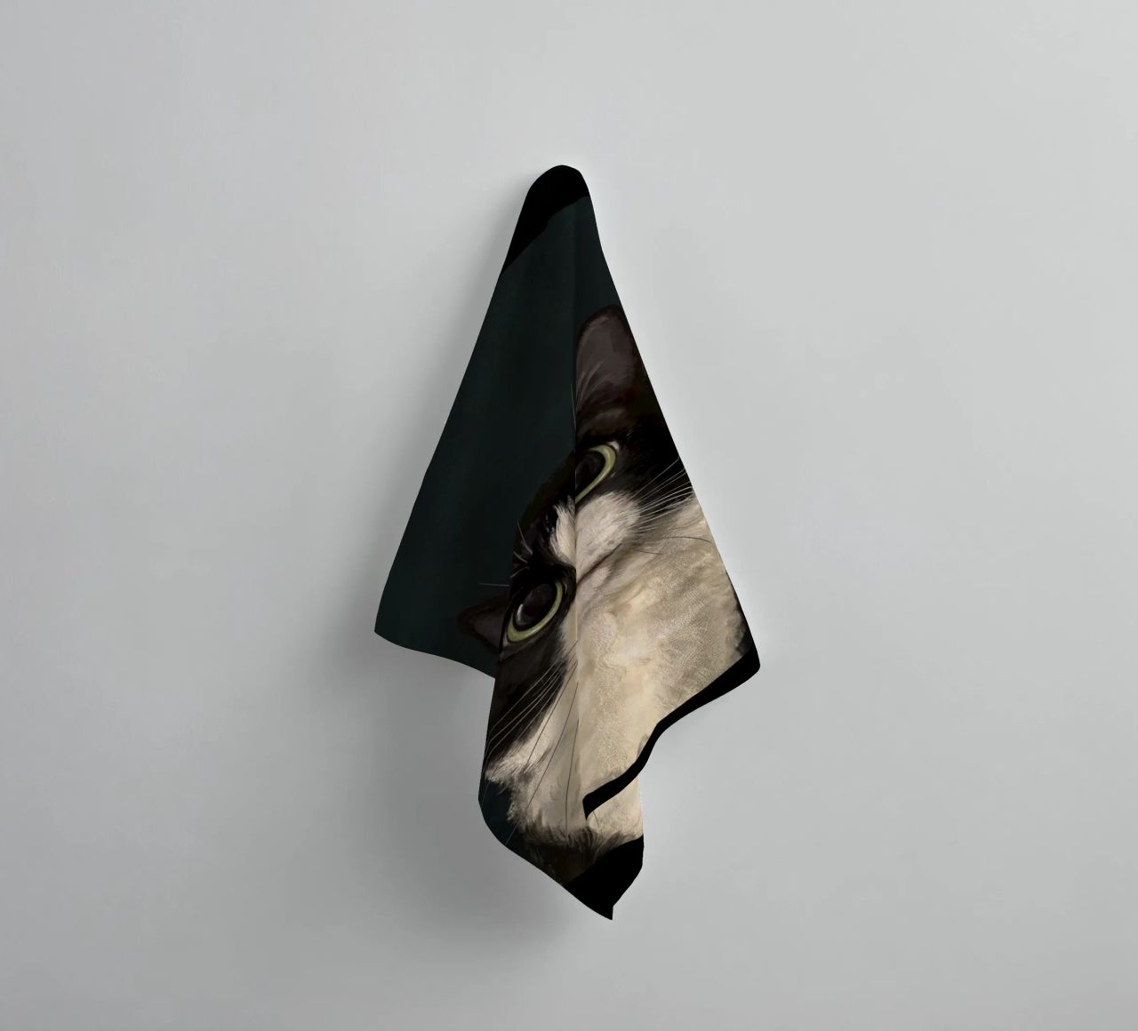 Tuxedo Cat Portrait towel by Laura Graves