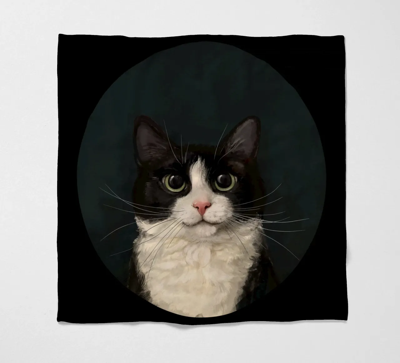 Tuxedo Cat Portrait coperta in pile da Laura Graves