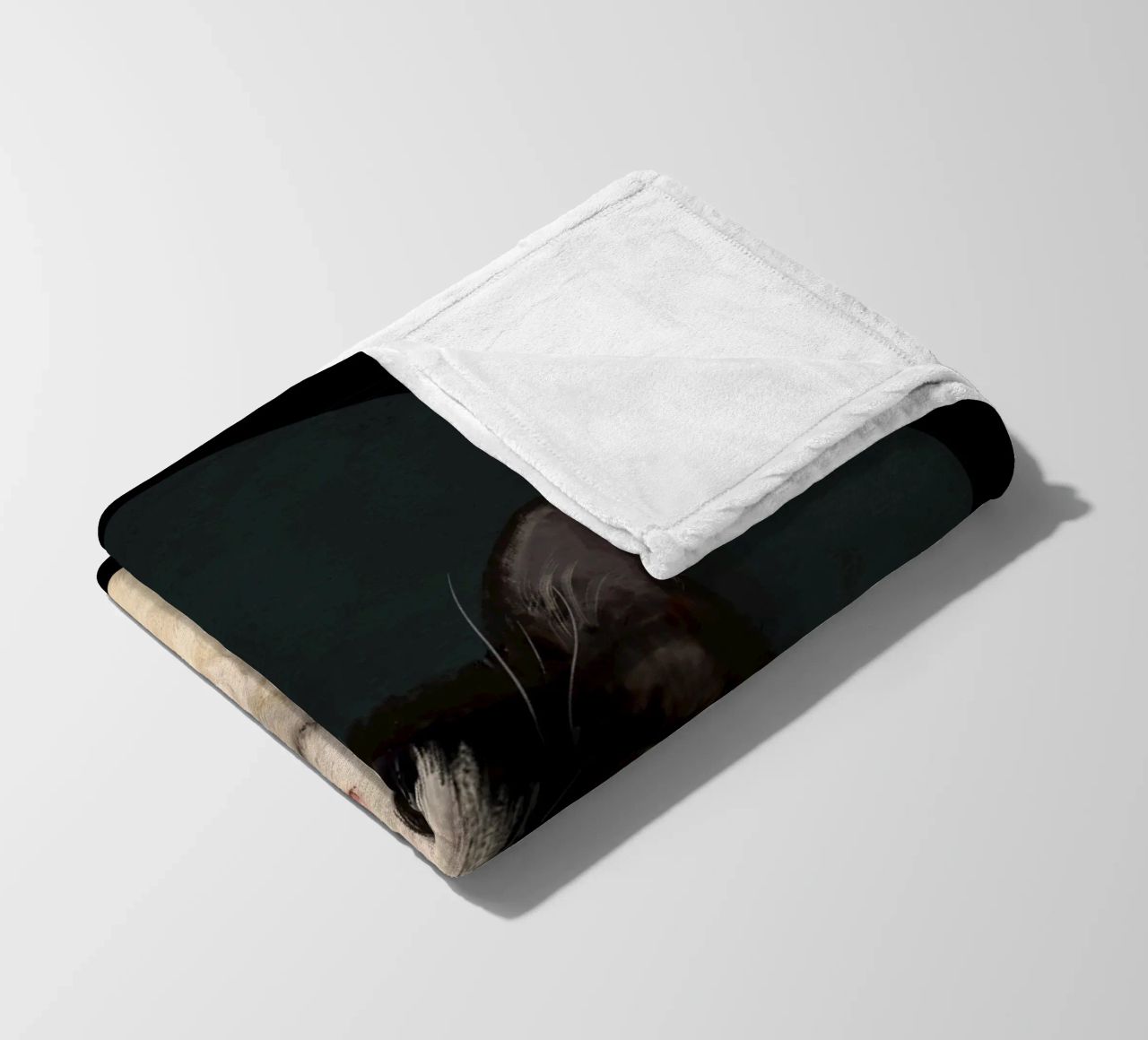 Tuxedo Cat Portrait fleece blanket by Laura Graves