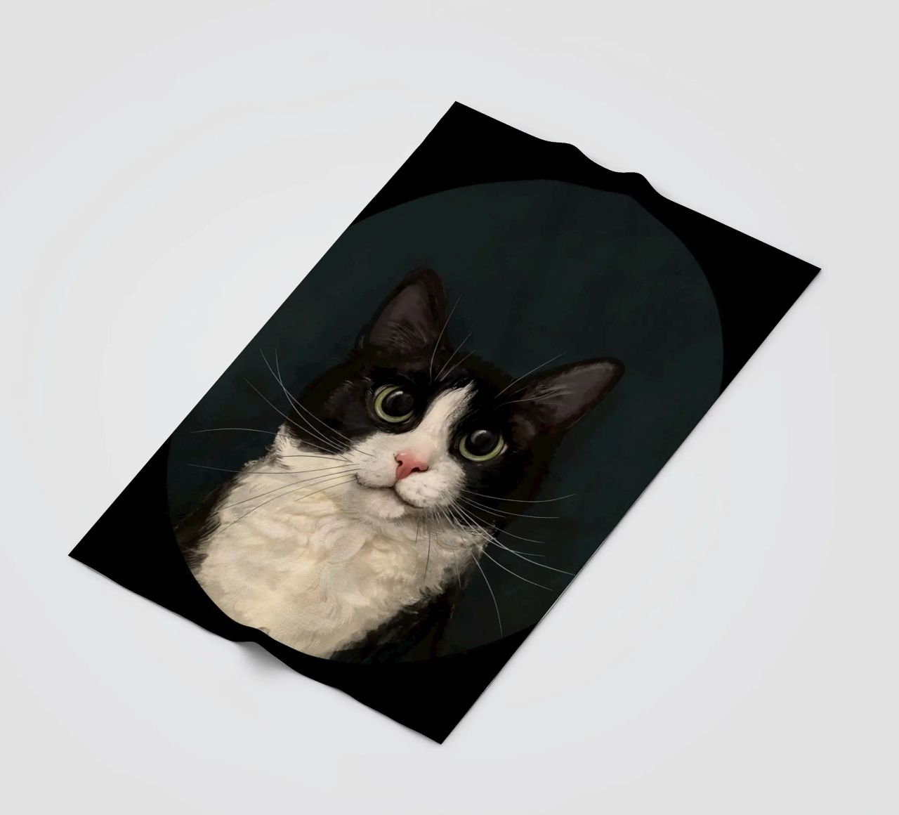 Tuxedo Cat Portrait fleece blanket by Laura Graves