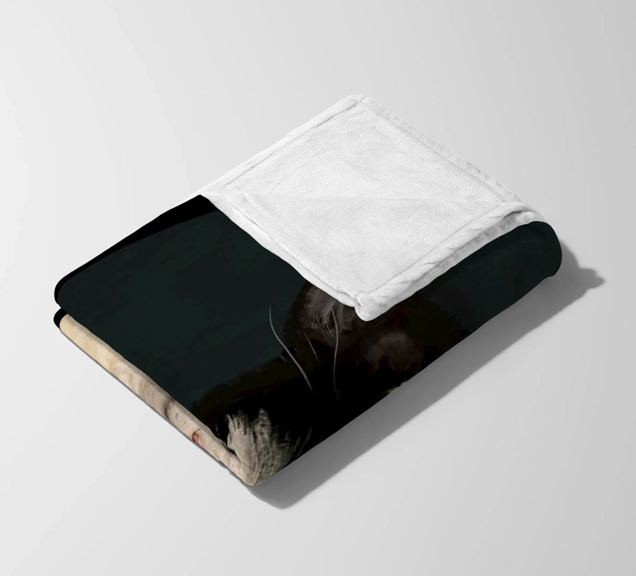 Tuxedo Cat Portrait fleece blanket by Laura Graves