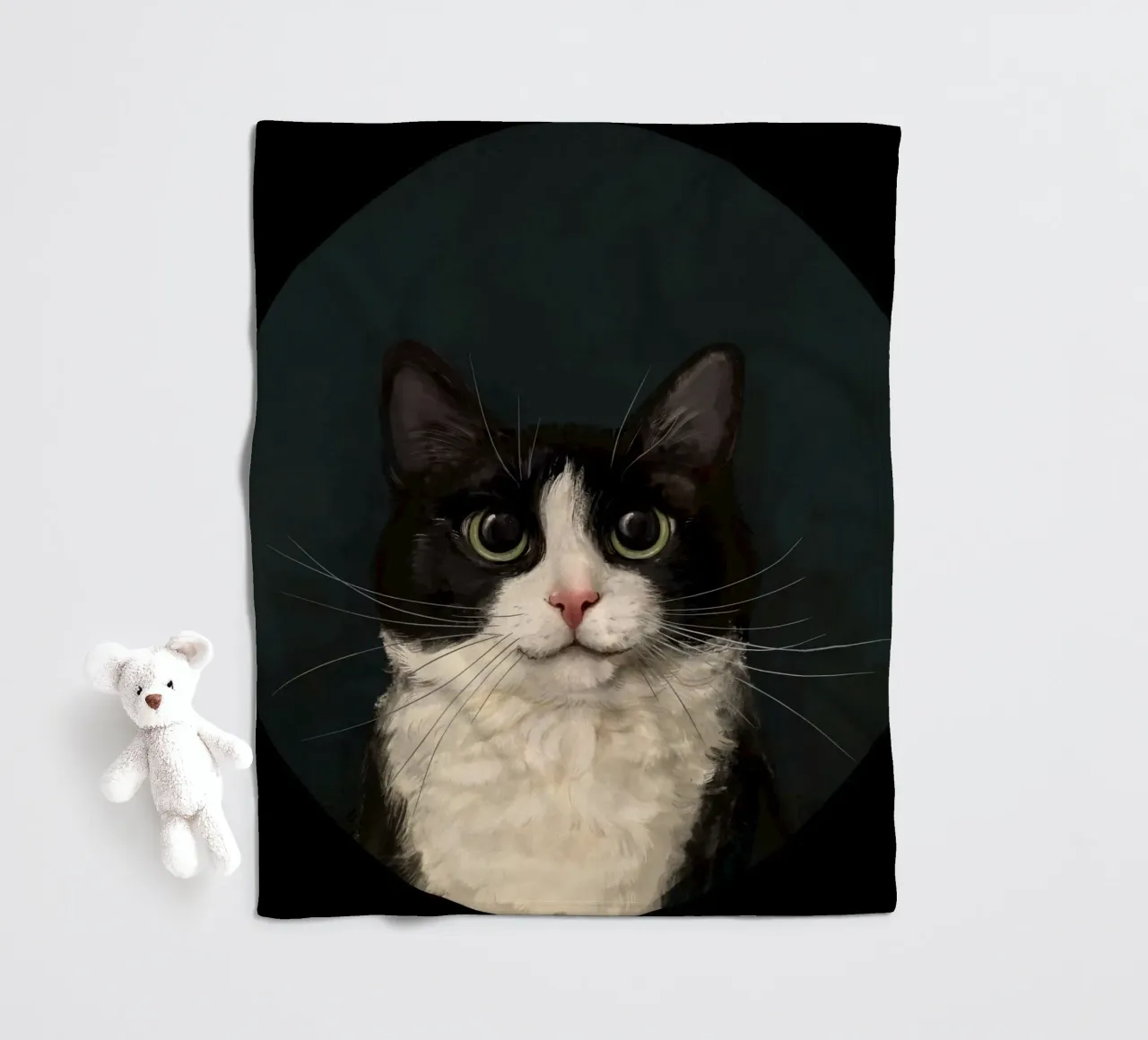 Tuxedo Cat Portrait manta de franela de Laura Graves