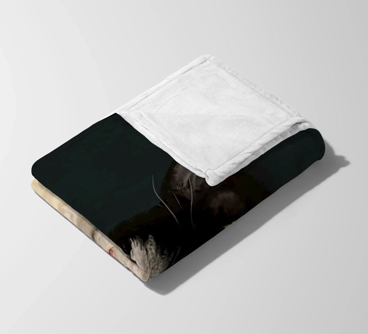 Tuxedo Cat Portrait fleece blanket by Laura Graves