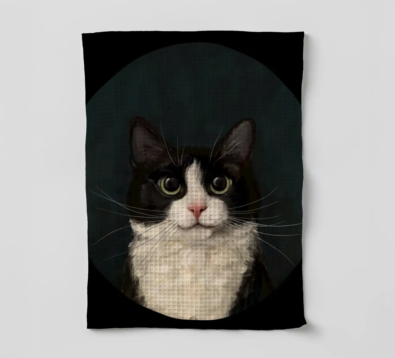 Tuxedo Cat Portrait canovaccio da cucina da Laura Graves