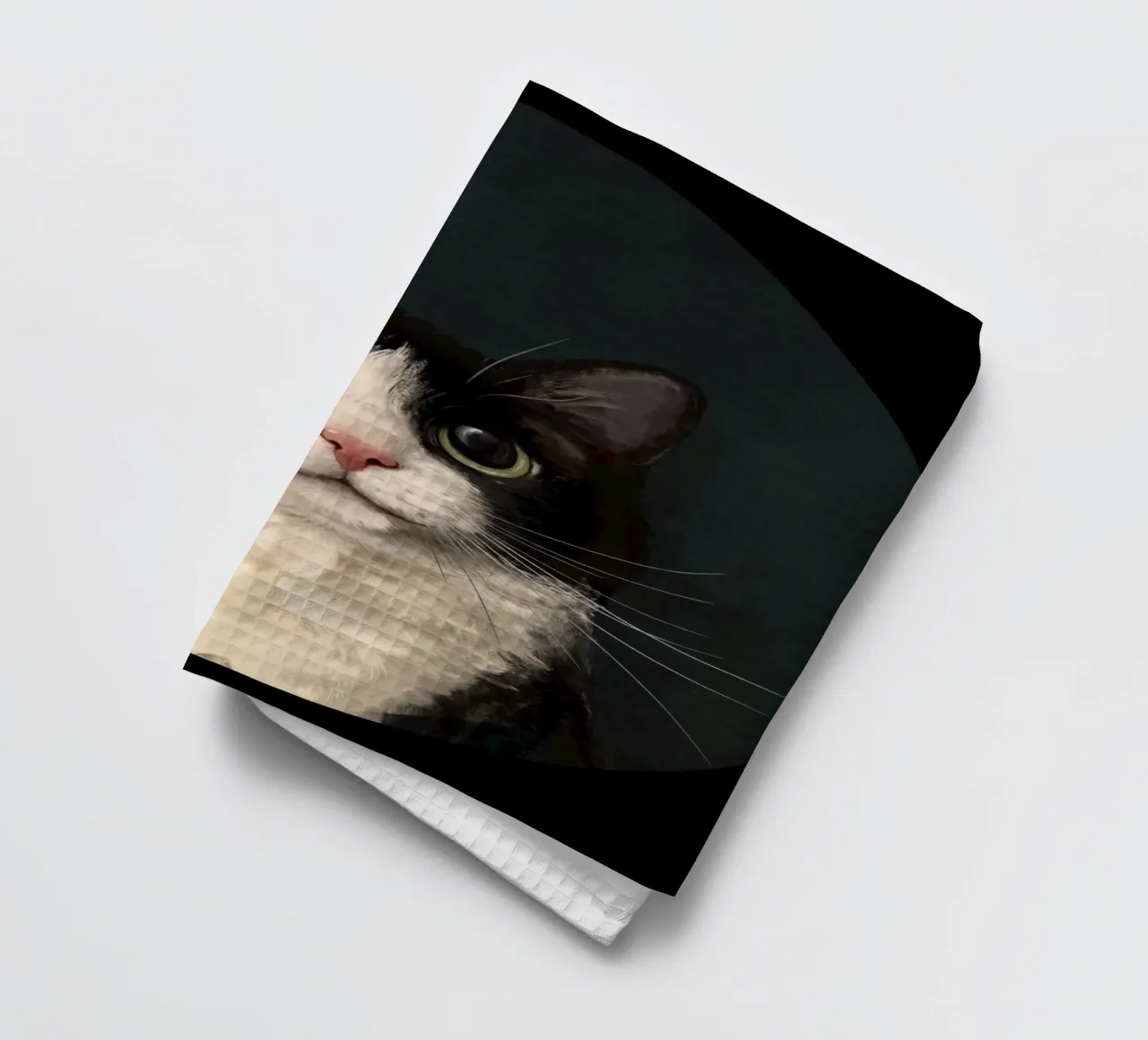 Tuxedo Cat Portrait canovaccio da cucina da Laura Graves