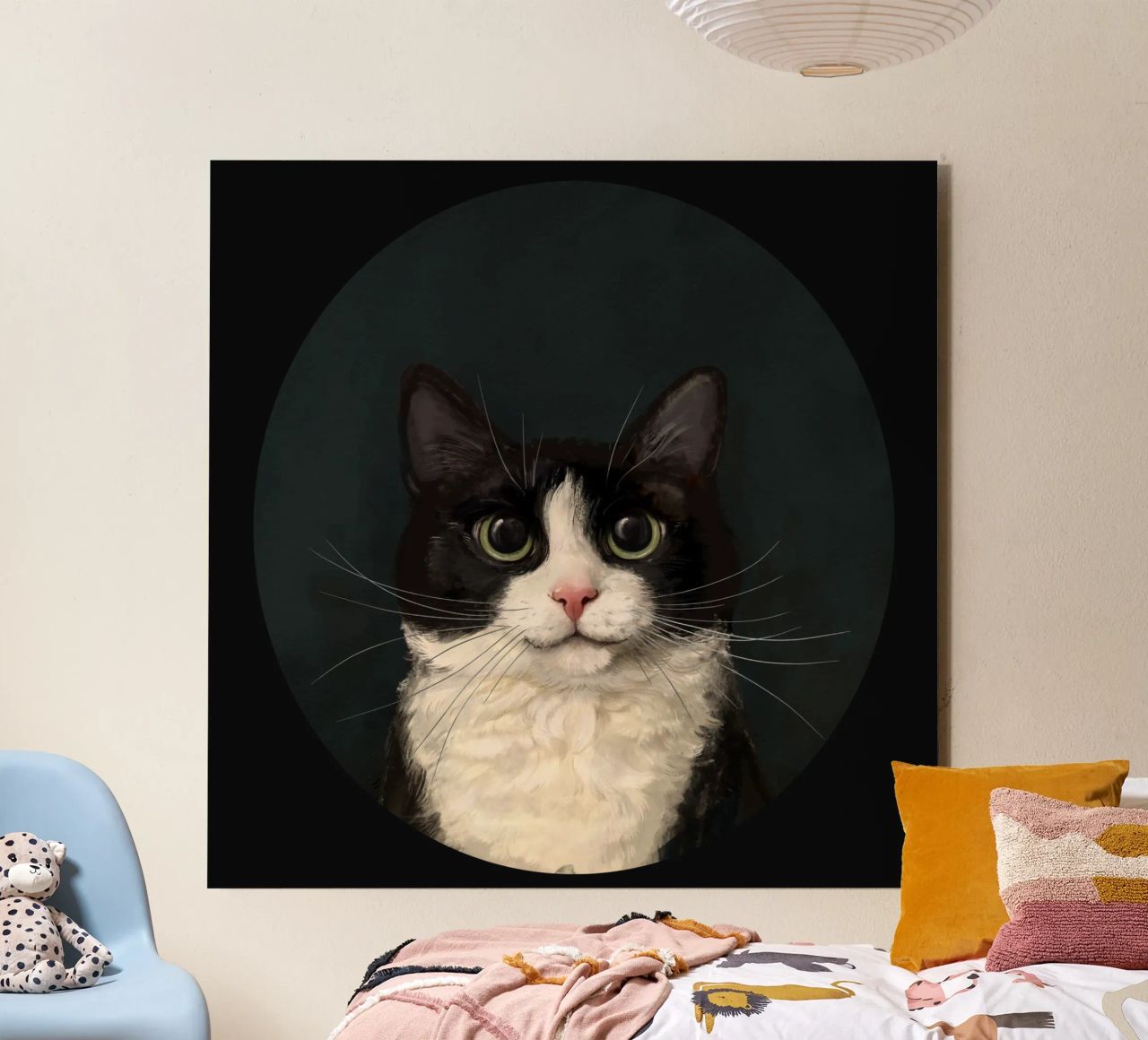 Tuxedo Cat Portrait alluminio dibond da Laura Graves