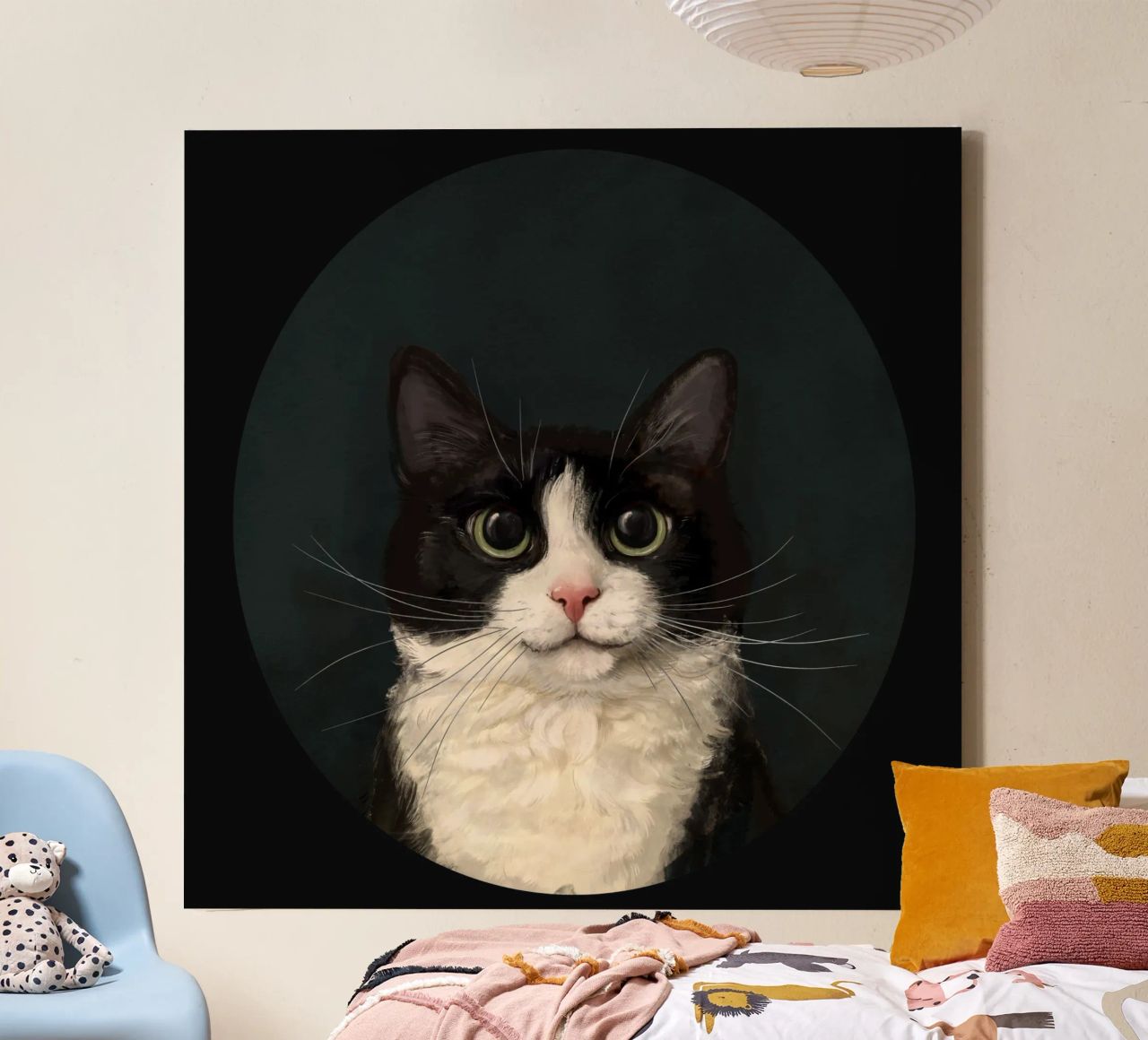 Tuxedo Cat Portrait canvas van Laura Graves