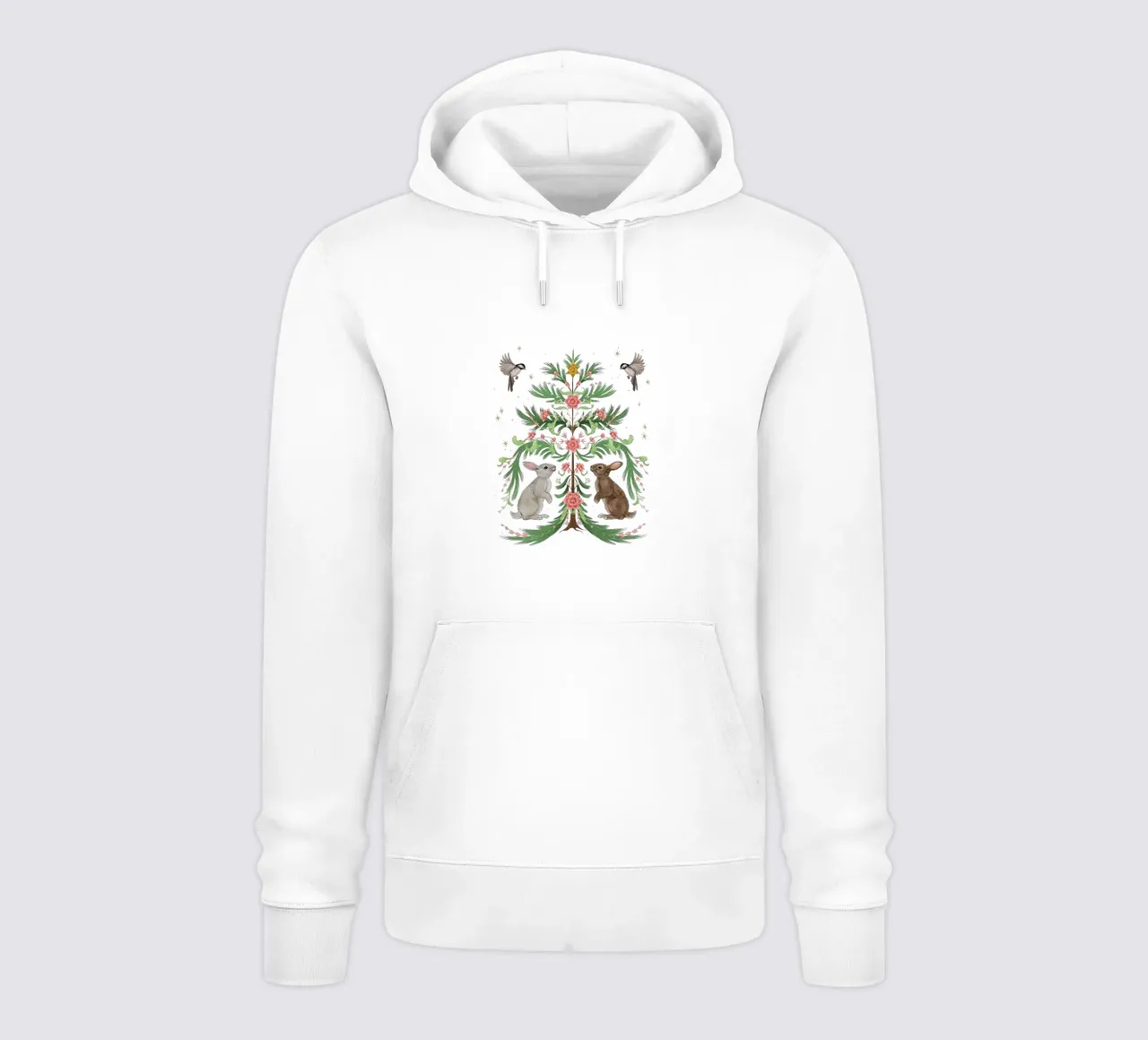 Yule Tree Rabbits sudadera con capucha de Laura Graves