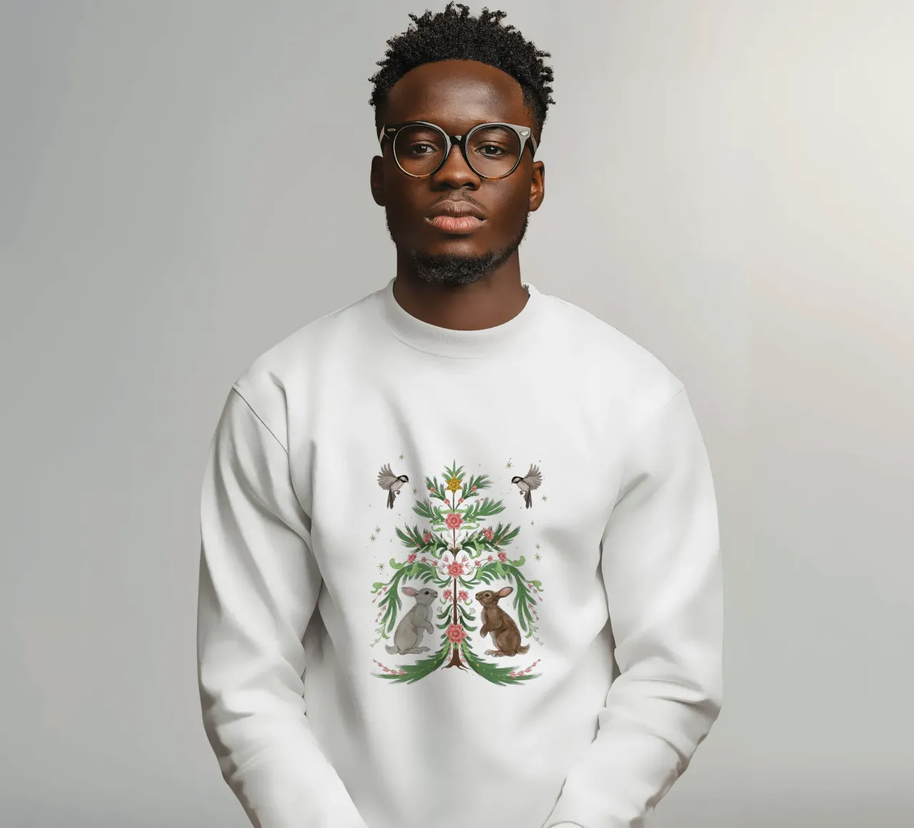 Yule Tree Rabbits sweatshirt van Laura Graves