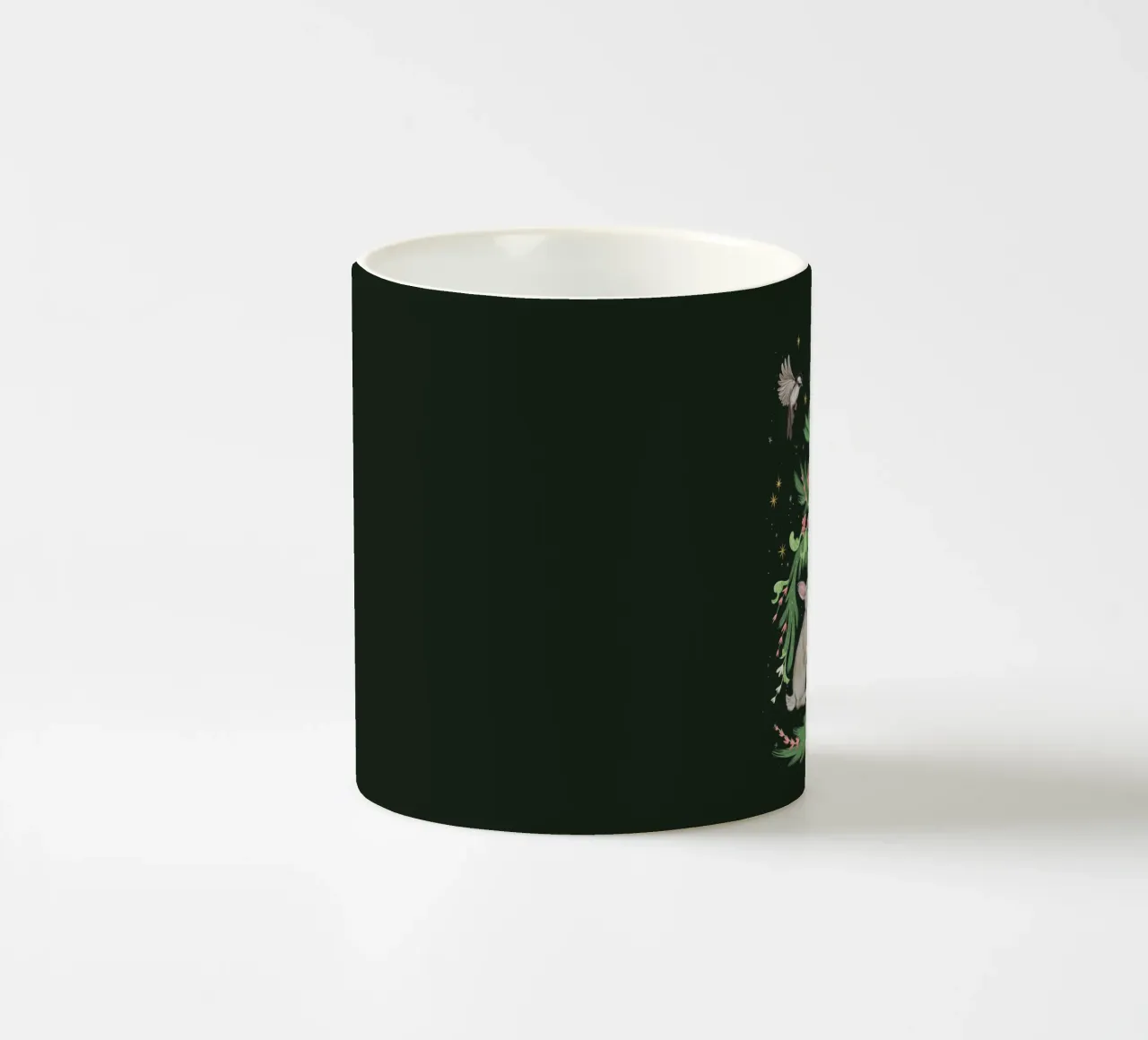 Yule Tree Rabbits ceramic mug by Laura Graves