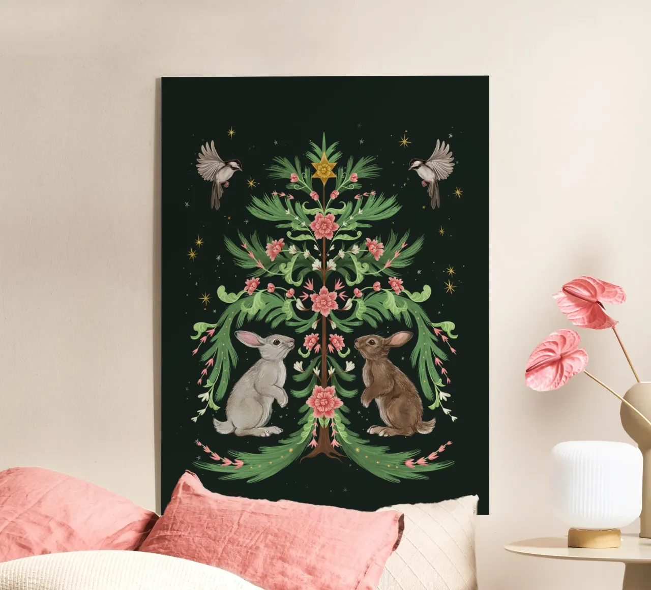 Yule Tree Rabbits plexiglass da Laura Graves