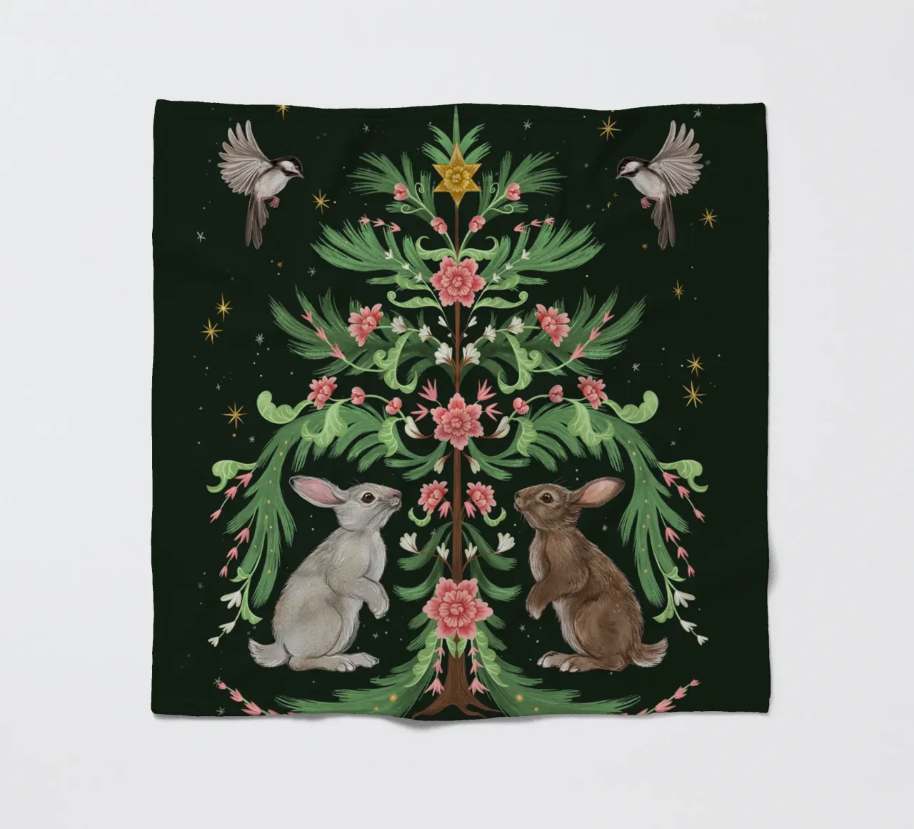 Yule Tree Rabbits coperta in pile da Laura Graves